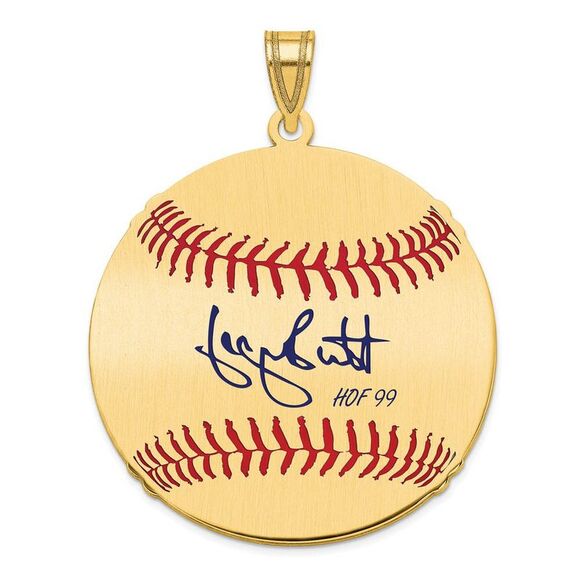 14K Gold Plated George Brett Signature LG Enamel Baseball Pendant